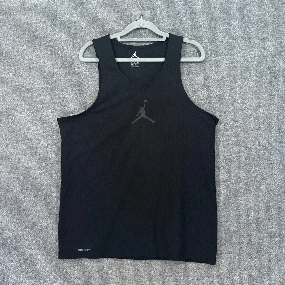 Jordan Tank Top Mens XL Black Dri-FIT Mesh Jumpman Basketball Training Gym Shirt